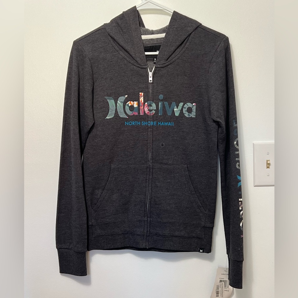 Hurley Haleiwa Hawaii Surf n Sea zip up hooded sweatshirt size Small